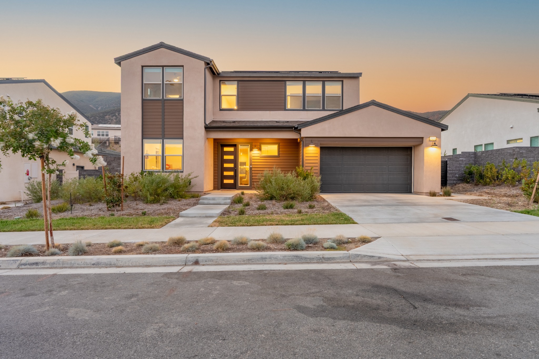 Butterfly Drive exterior at dusk